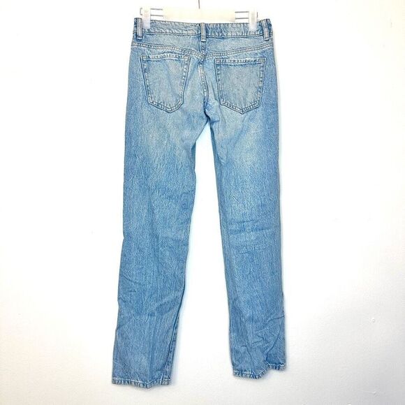 Garage Denim Low Rise Whisker Faded Distressed Light Blue Straight Jeans Size 0 - Picture 2 of 5